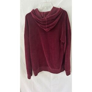 PacSun Womens Oversized Velour Hoodie Burgundy Maroon Small Pullover Sweatshirt